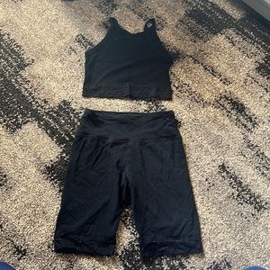 Black crop top/ biker set
